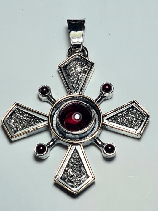 Cross with red garnet - Eugenijus Kasiulis